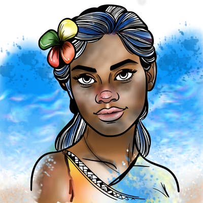 a realistic polynesian woman with a samoan pacific look and a taupou