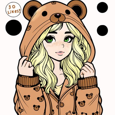 realistic girl in a animal pjs hoodie