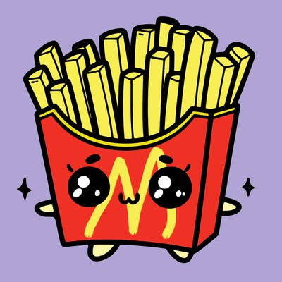 a cute. french fries