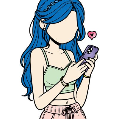 girl with crop top texting on her phone