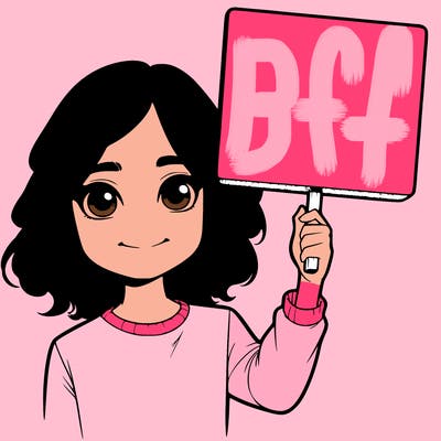 realistic girl holding up a sign