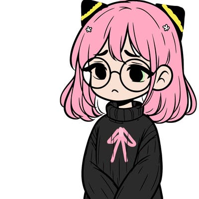 sad girl with glasses in a sweater