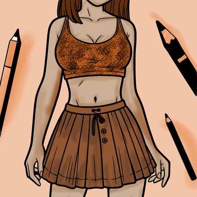 a woman wearing croptop and skirt