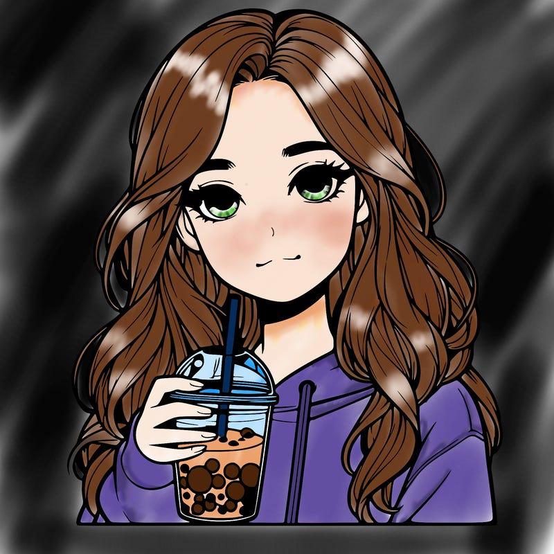 realistic teen girl with boba