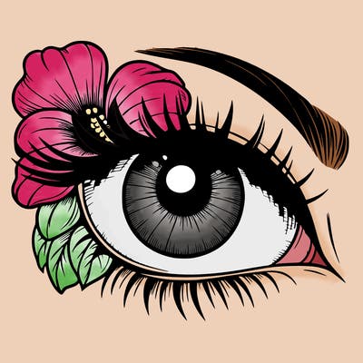 realistic eye with flower