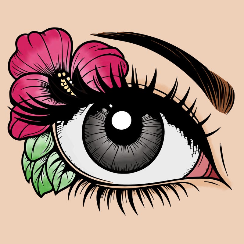 realistic eye with flower