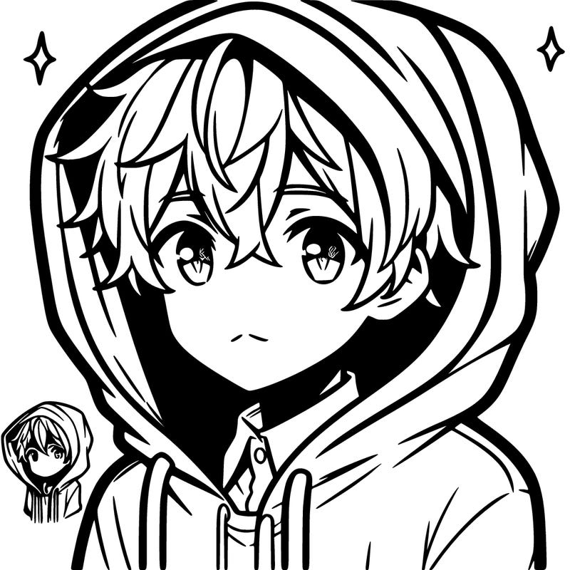 anime boy wearing a hoodie