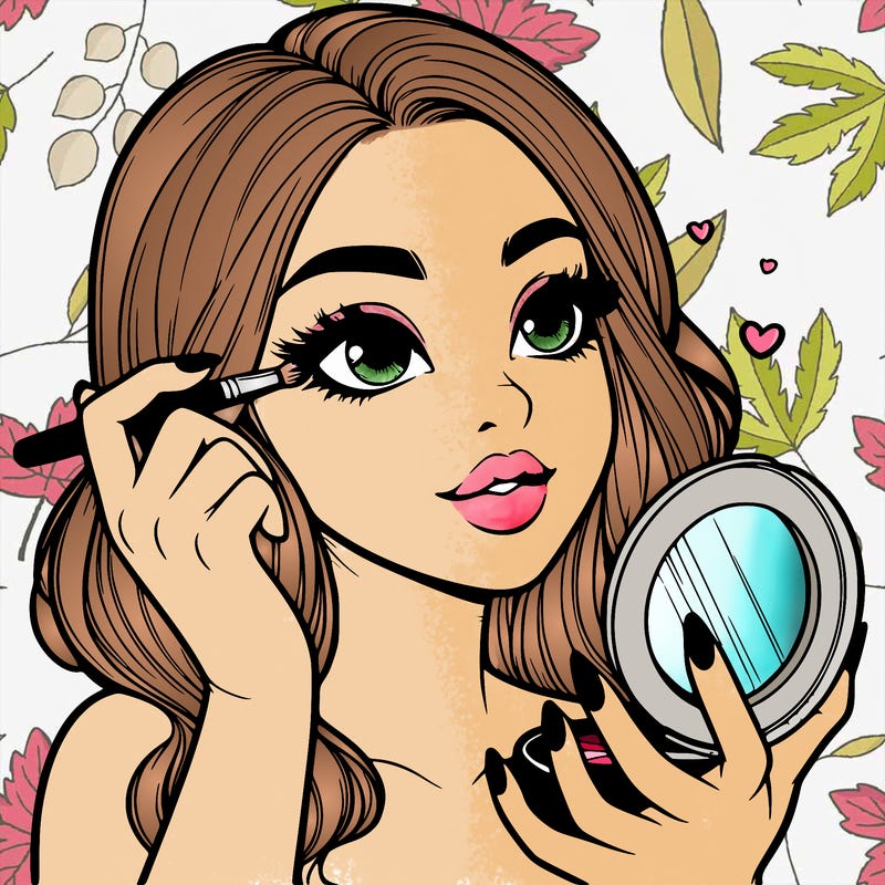 realistic girl putting on makeup