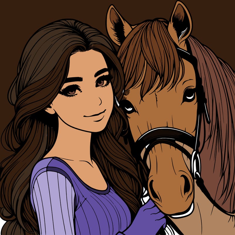 realistic girl with horse