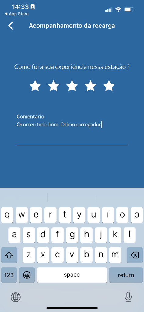Eletroposto Celesc - User review interface for charging stations within the Eletroposto Celesc application