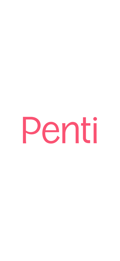 Penti: İç Giyim ve Ev Giyim - Der offizielle Splashscreen der Penti Mobile App mit dem Markennamen in pinker Schrift auf sauberem weißem Hintergrund.