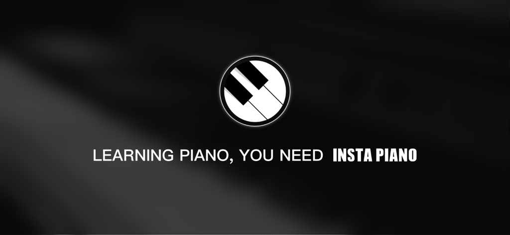 InstaPiano logo and slogan on a black background stating Learning Piano You Need Insta Piano