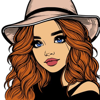 realistic girl with hat