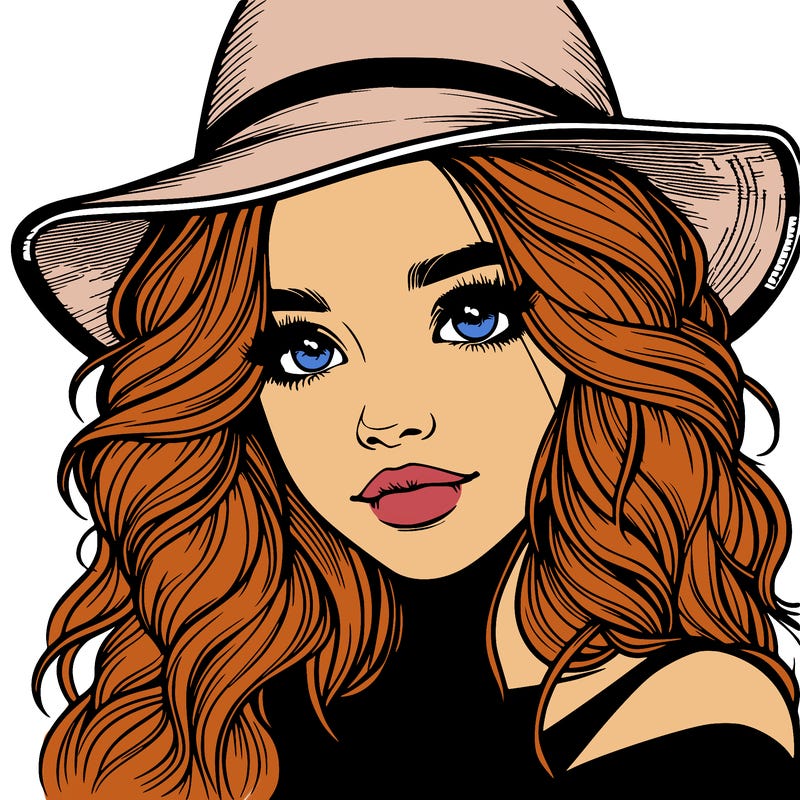 realistic girl with hat