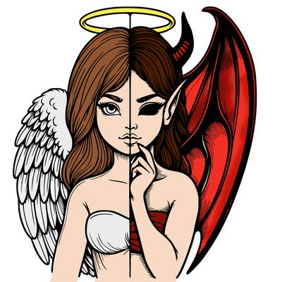 realistic angel half demon