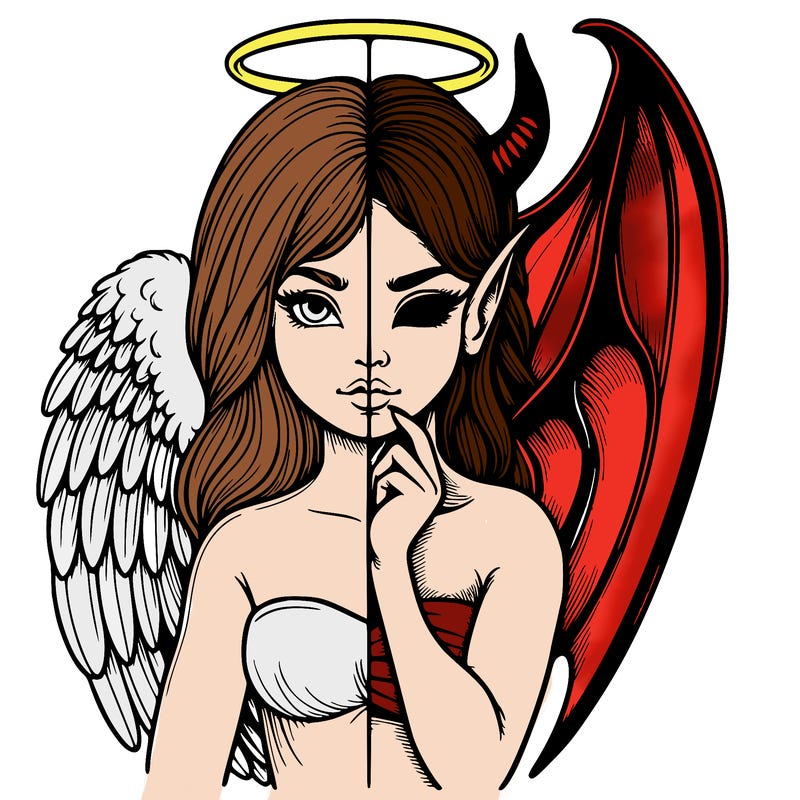 realistic angel half demon