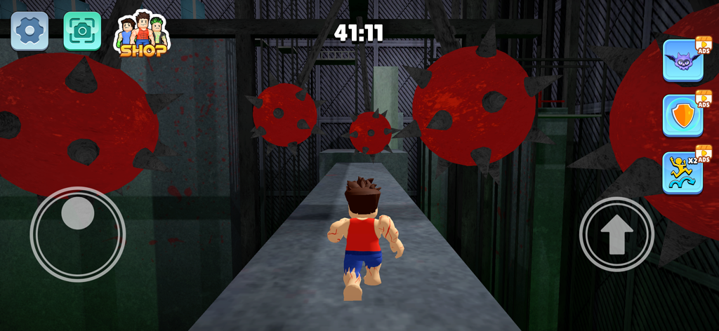 Monster Life: Lab Challenge - Character navigating spiked red obstacles in a lab parkour challenge