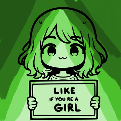 a cute girl holding a sign that says like if you’re a girl