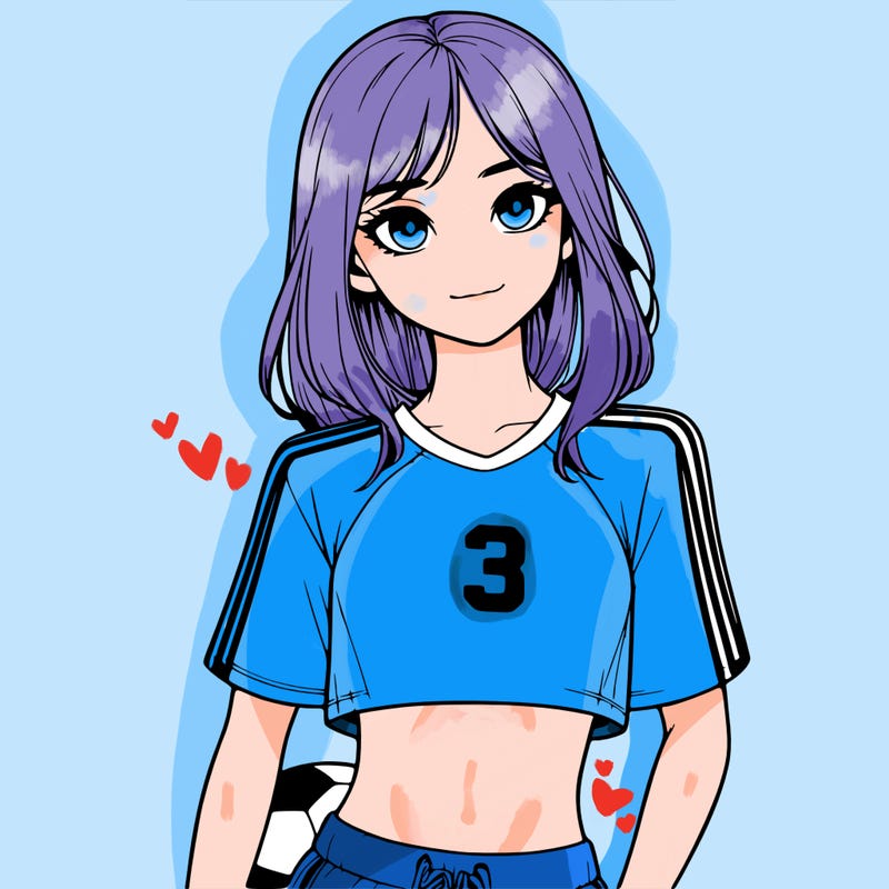 realistic girl wearing soccer jersey