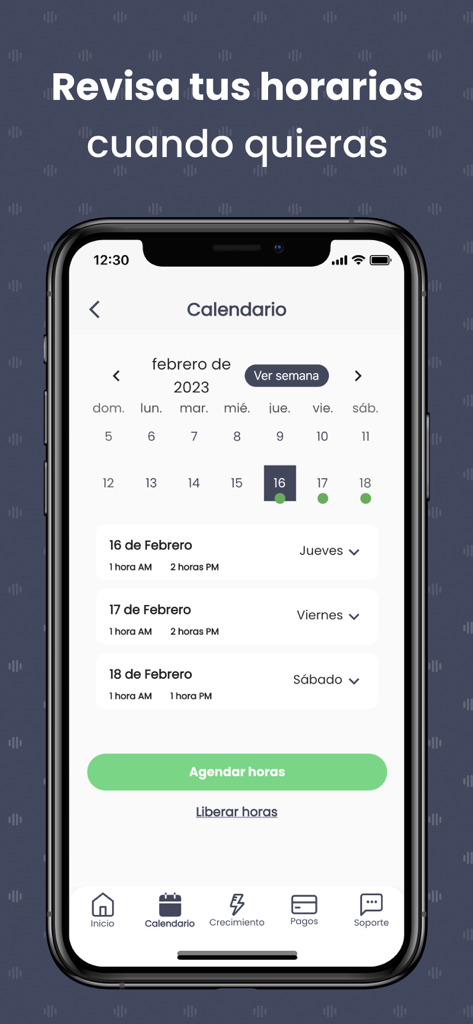 UbyCall - UbyCall app work schedule calendar interface