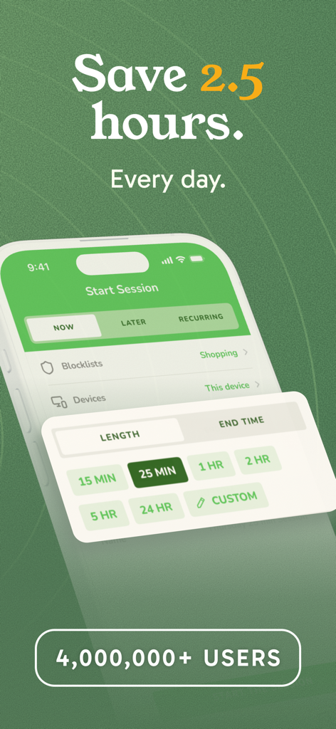 Interface of the Freedom app showing options to start a focus session and block distractions.