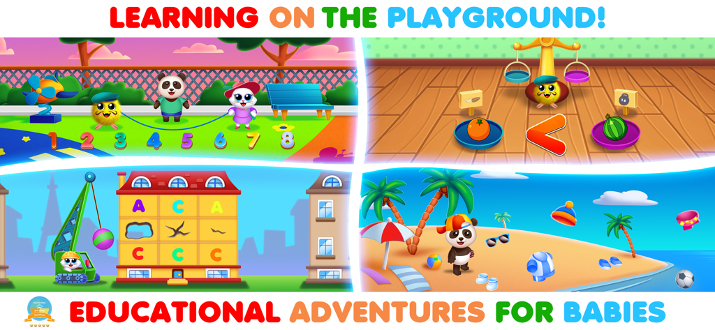 RMB Games: Pre K Learning Park - Educational game for toddlers featuring counting letter matching weighing fruit and beach adventures