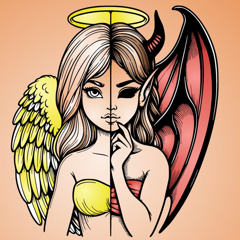 realistic angel half demon