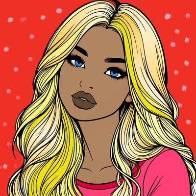 realistic girl with hair on her hair and lips