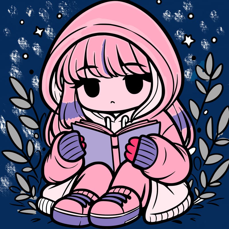 girl in oversized hoodie reading a book