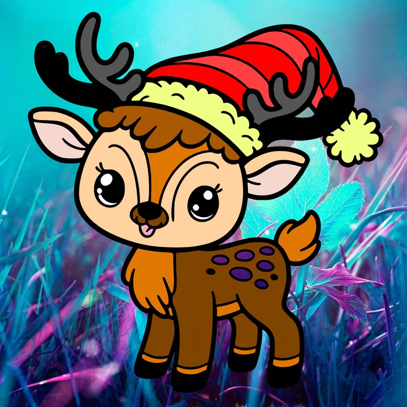 christmas reindeer with santa hat