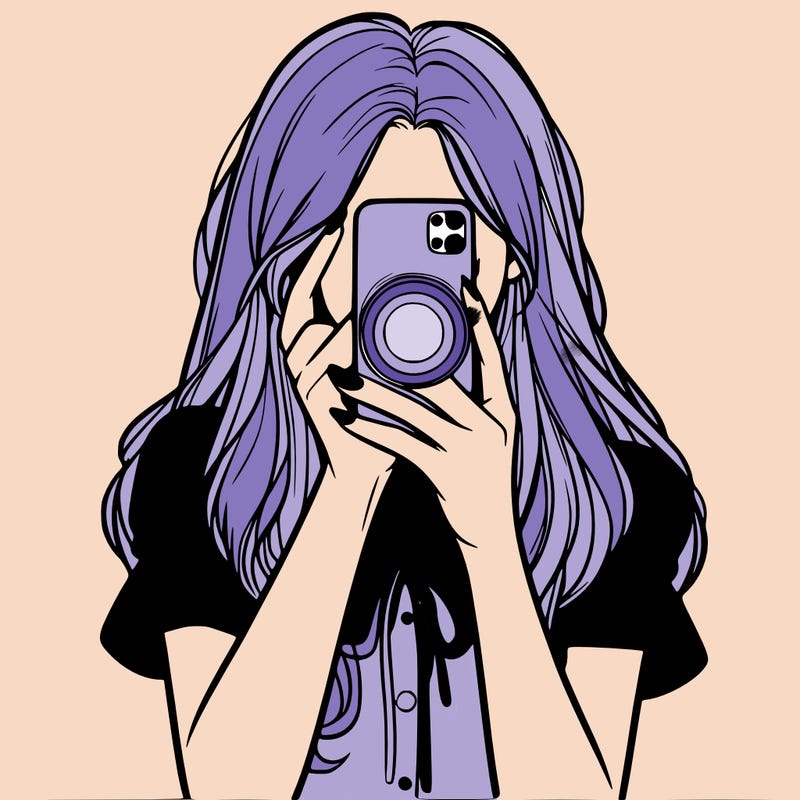 a realistic girl holding her phone taking pictures