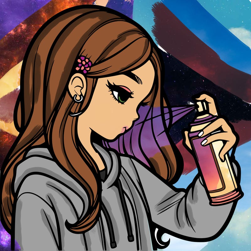 a realistic girl spray painting
