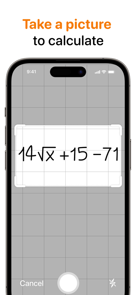Smartphone scanning a mathematical equation to solve it using the app camera feature