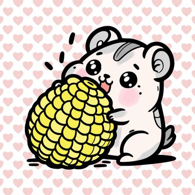 hamster eating corn