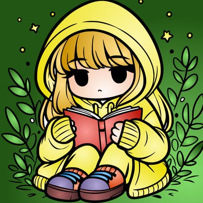 girl in oversized hoodie reading a book