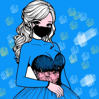 realistic girl in prom dress