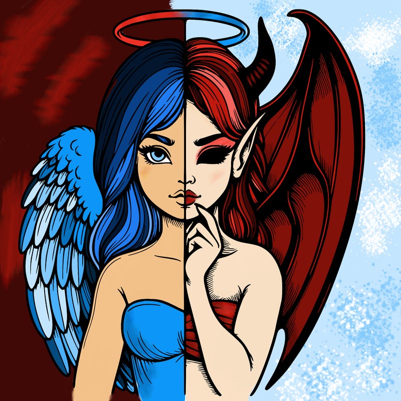 realistic angel half demon