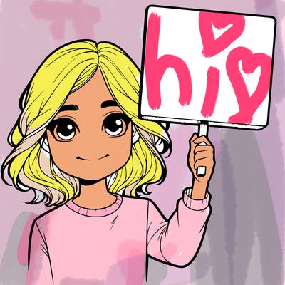 realistic girl holding up a sign