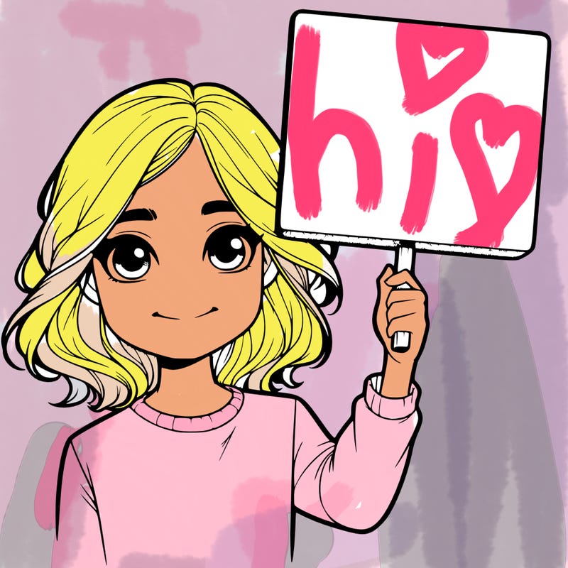 realistic girl holding up a sign