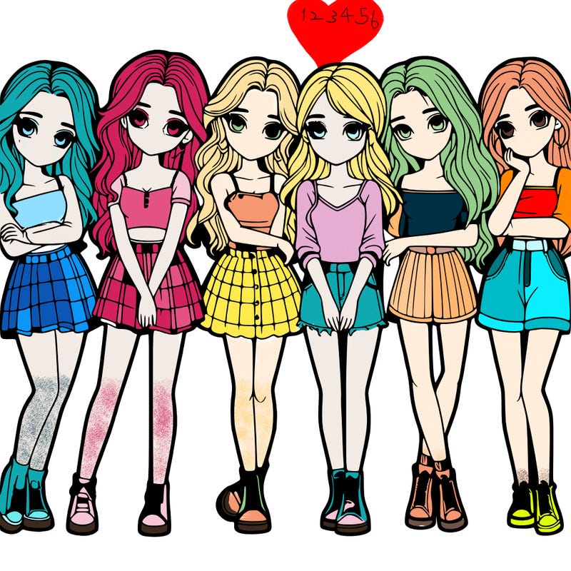 a group of girls realistic