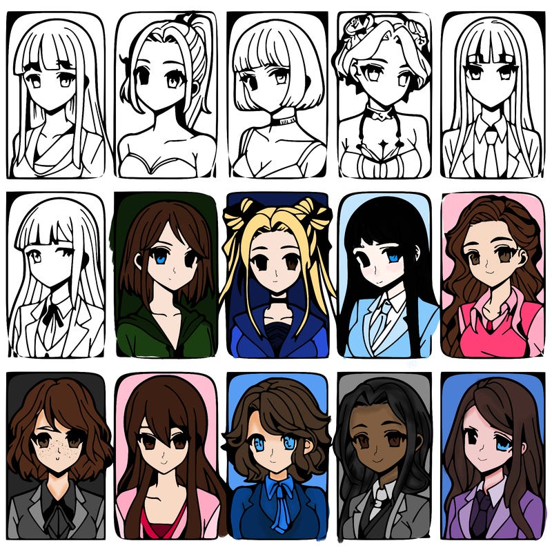 girls that look diffrent anime