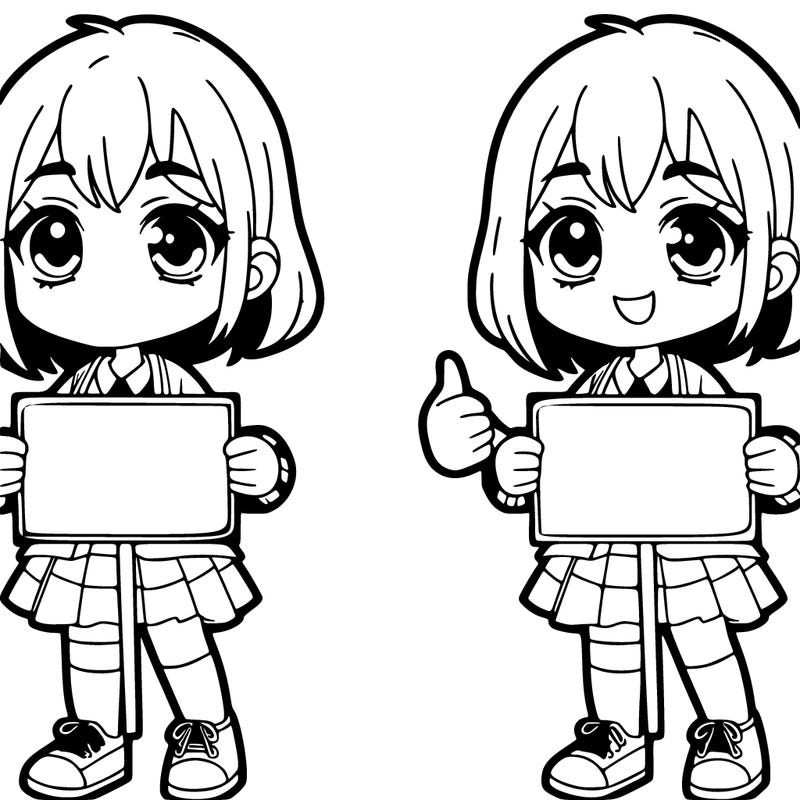 a girl with a blank sign