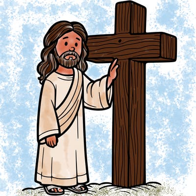 jesus standing beside the cross