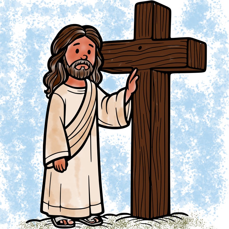 jesus standing beside the cross