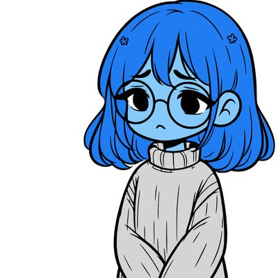 sad girl with glasses in a sweater