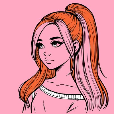 realistic girl with a high ponytail