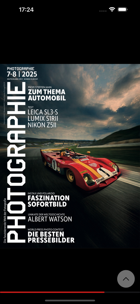 Photographie Magazin - Photographie Magazin digital cover with a red race car and gear reviews