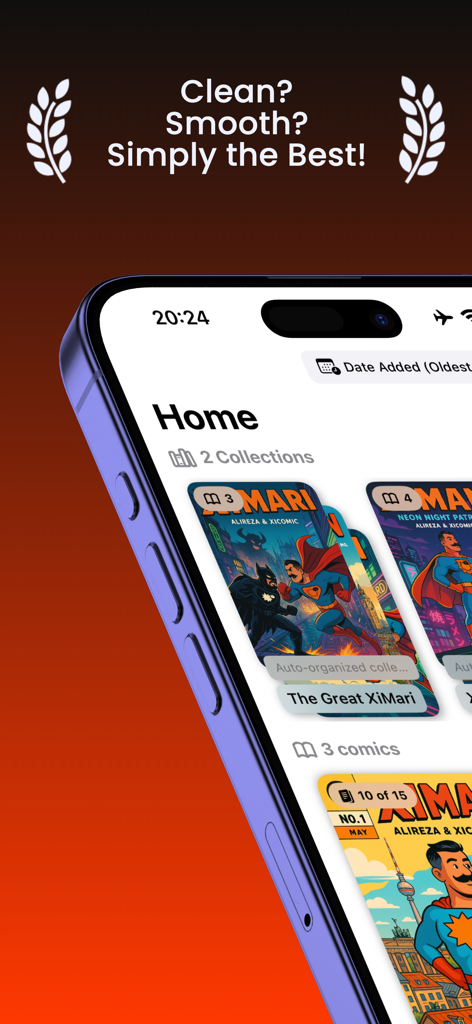 xiComic - Comic & Manga Reader - xiComic manga reader home screen on iPhone showing organized comic collections.