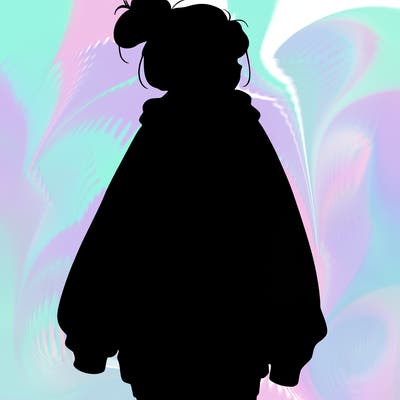 realistic girl with a oversized sweatshirt on and a bun