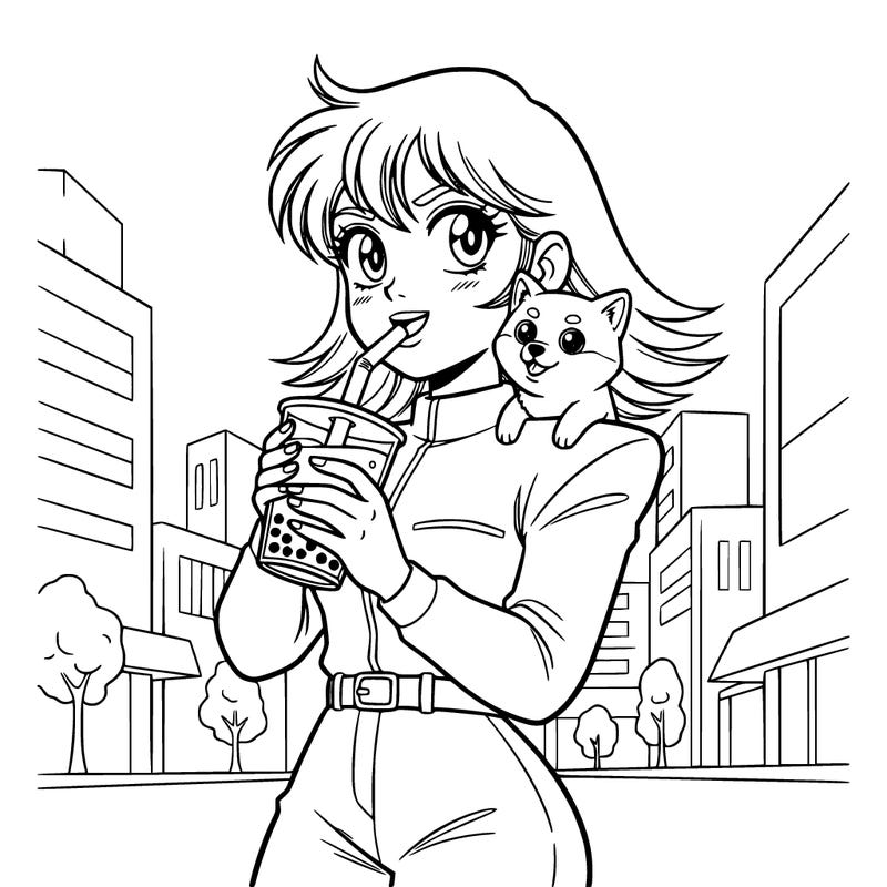 a pretty girl drinking boba teeth